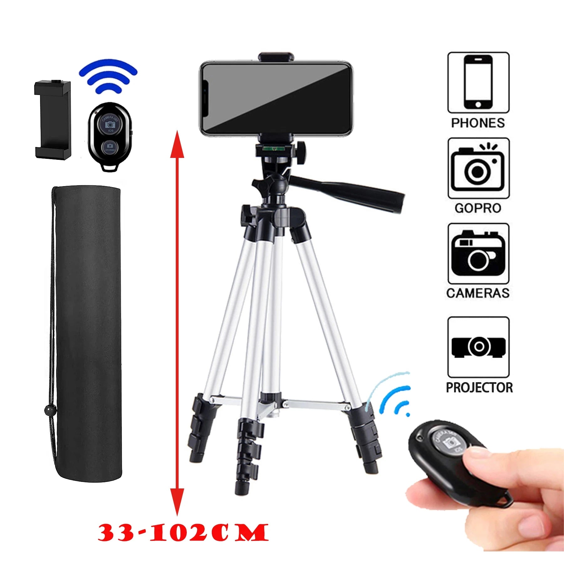 Tripod for Phone Camera Tripod Stand with Bluetooth Remote Phone Holder Lightweight Universal Photography for Xiaomi Huawei DSLR