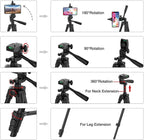 Tripod for Phone Camera Tripod Stand with Bluetooth Remote Phone Holder Lightweight Universal Photography for Xiaomi Huawei DSLR