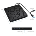 External DVD RW Drive USB 3.0 Type C 2 in 1 Interface Slim DVD CD Writer Burner Reader Player Optical Drive for Laptop PC